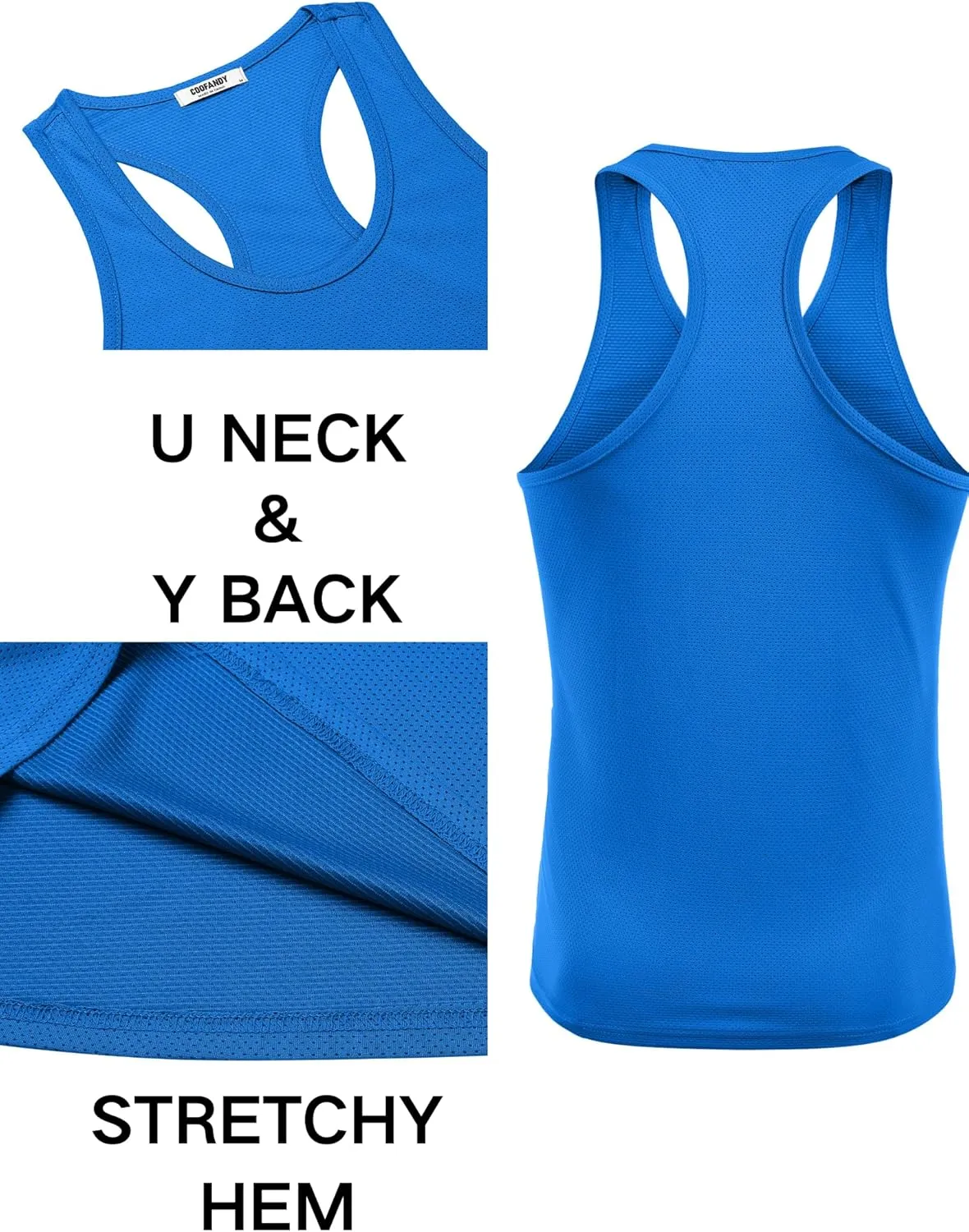 COOFANDY Men's 3 Pack Workout Tank Tops Quick Dry Gym Sleeveless Muscle T Shirts Y Back Athlectic Tank Bodybuilding Top