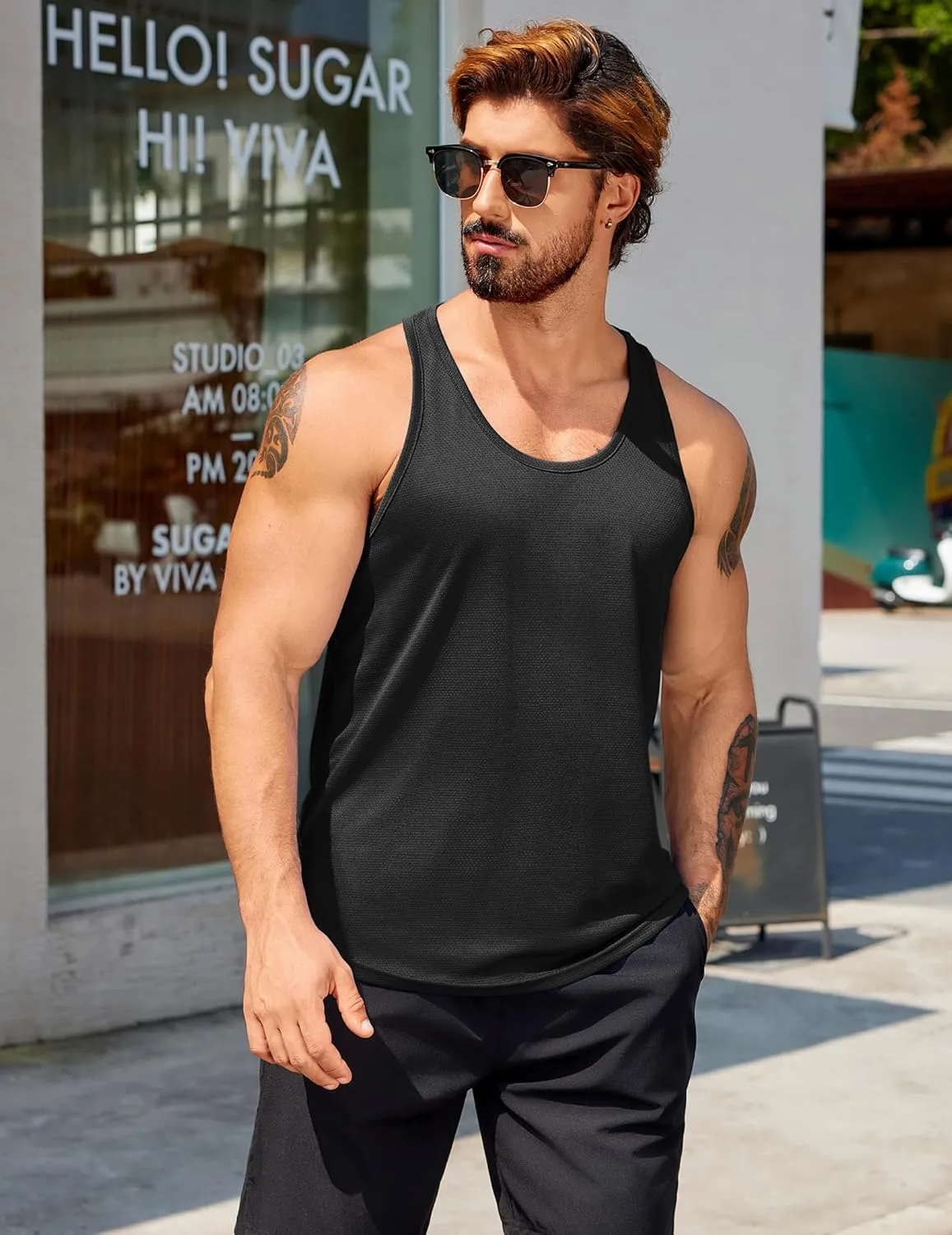 COOFANDY Men's 3 Pack Workout Tank Tops Quick Dry Gym Sleeveless Muscle T Shirts Y Back Athlectic Tank Bodybuilding Top