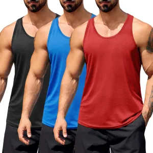 COOFANDY Men's 3 Pack Workout Tank Tops Quick Dry Gym Sleeveless Muscle T Shirts Y Back Athlectic Tank Bodybuilding Top