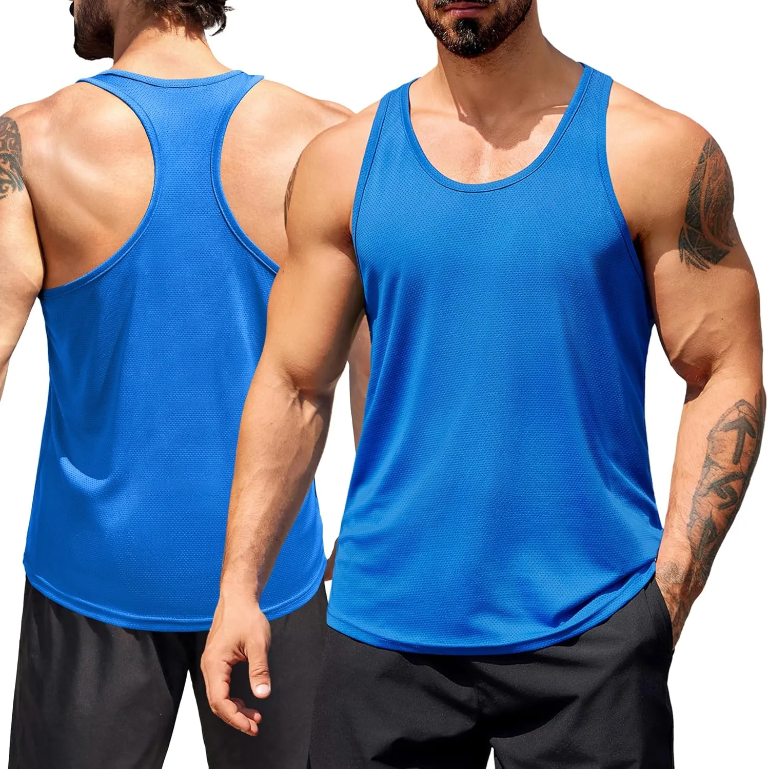 COOFANDY Men's 3 Pack Workout Tank Tops Quick Dry Gym Sleeveless Muscle T Shirts Y Back Athlectic Tank Bodybuilding Top