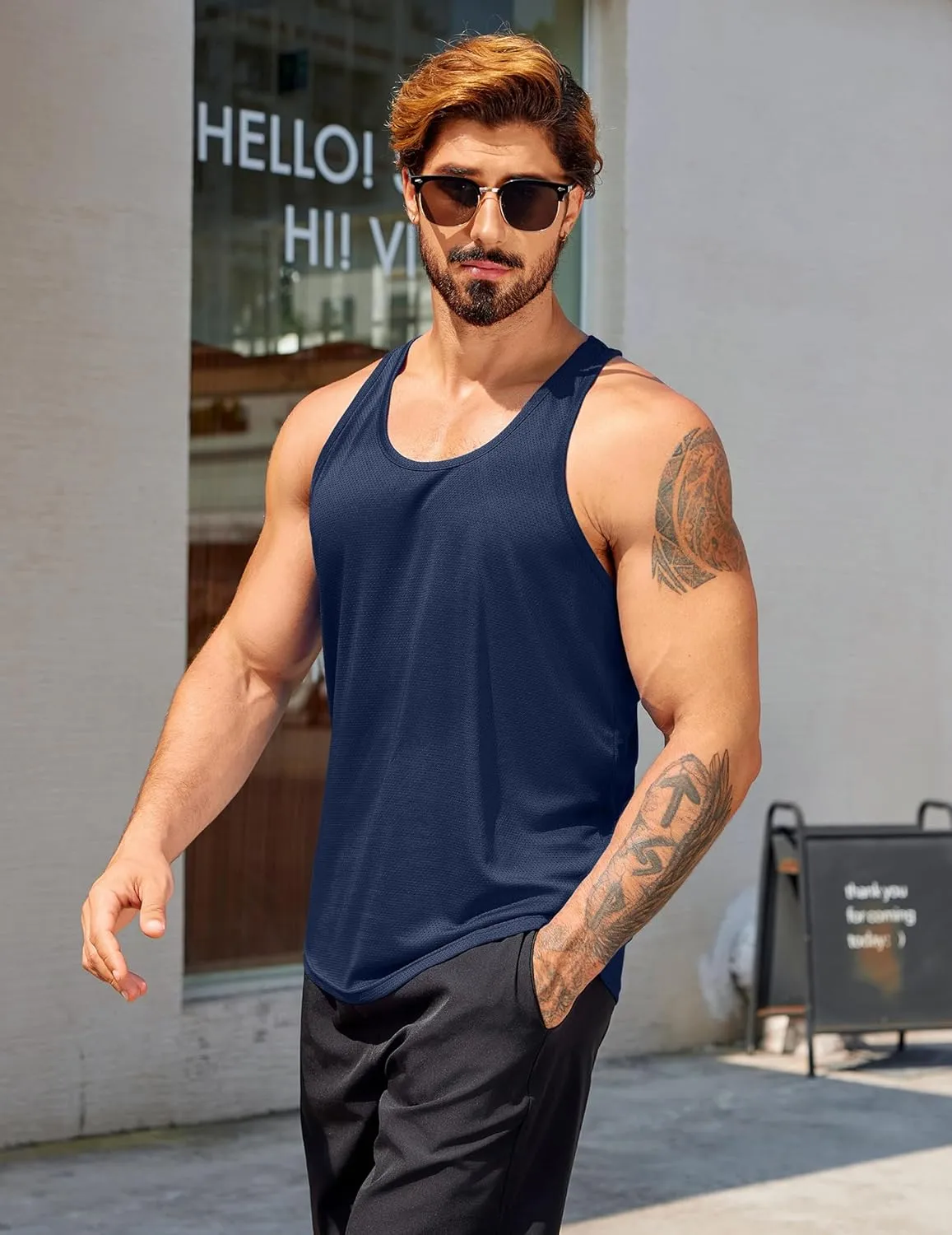 COOFANDY Men's 3 Pack Workout Tank Tops Quick Dry Gym Sleeveless Muscle T Shirts Y Back Athlectic Tank Bodybuilding Top