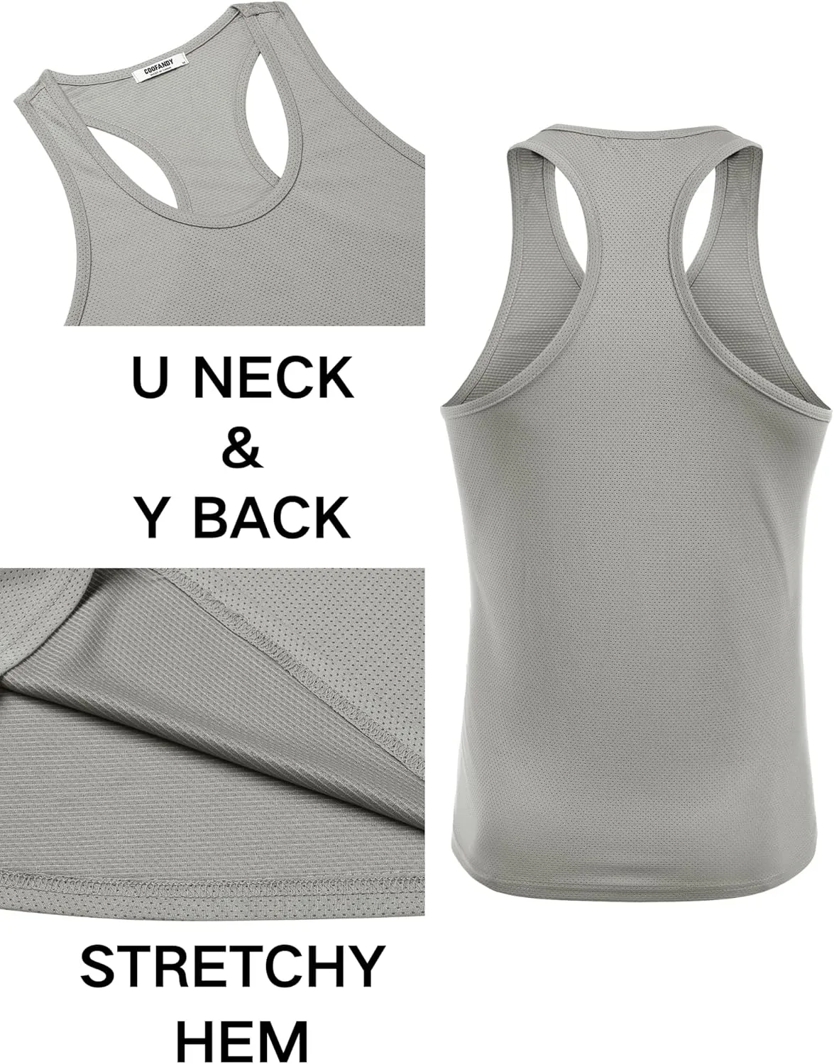 COOFANDY Men's 3 Pack Workout Tank Tops Quick Dry Gym Sleeveless Muscle T Shirts Y Back Athlectic Tank Bodybuilding Top