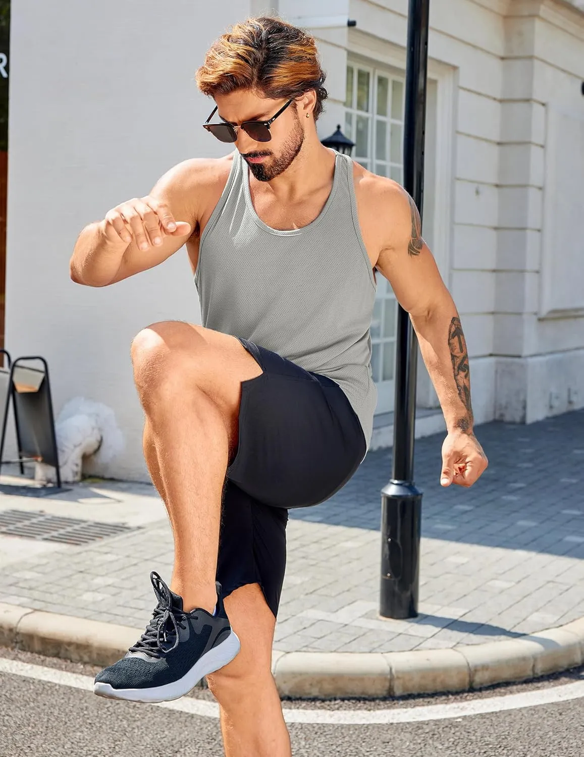 COOFANDY Men's 3 Pack Workout Tank Tops Quick Dry Gym Sleeveless Muscle T Shirts Y Back Athlectic Tank Bodybuilding Top