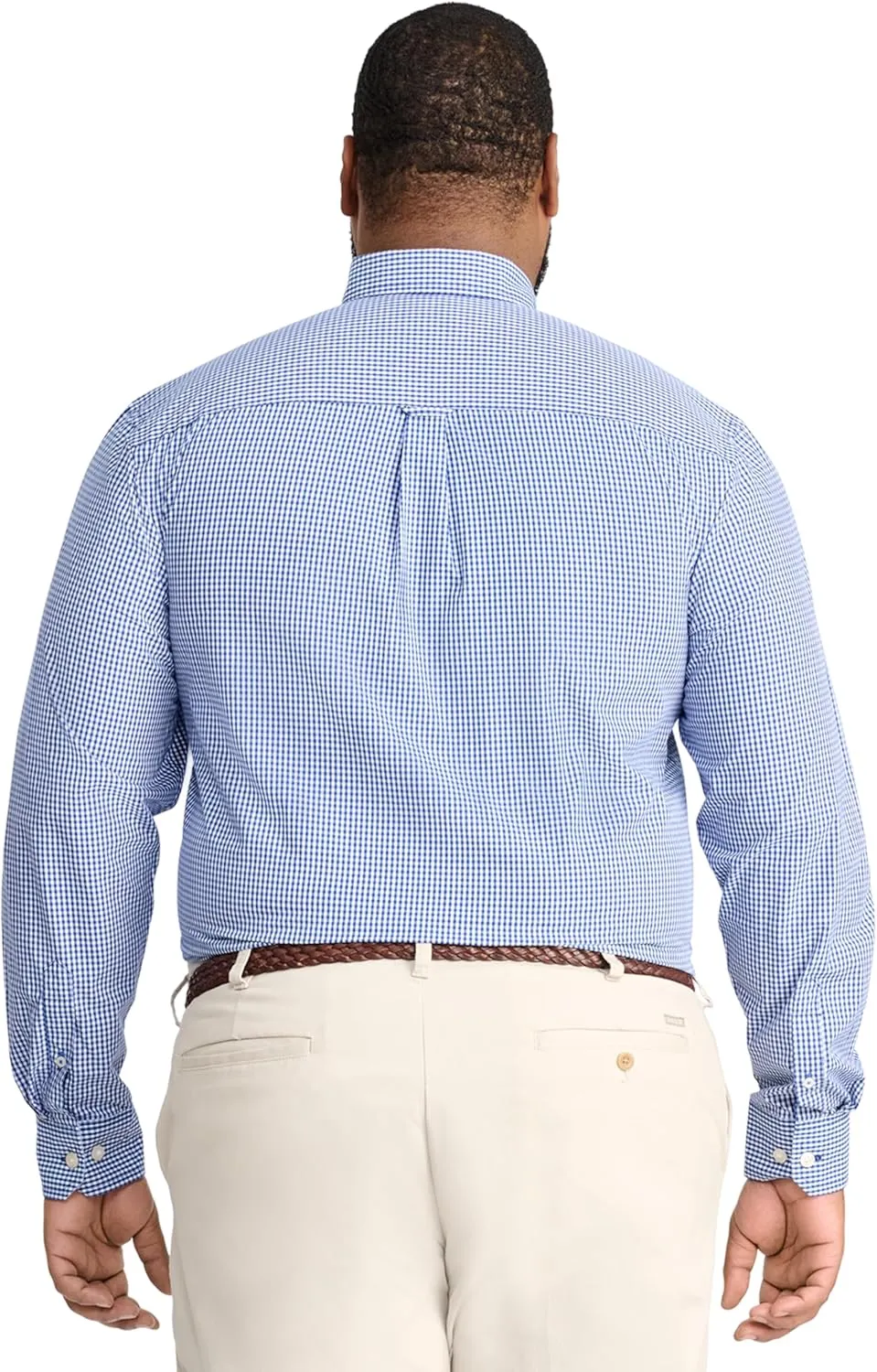 IZOD Men's Big and Tall Performance Comfort Long Sleeve Gingham Button Down Shirt