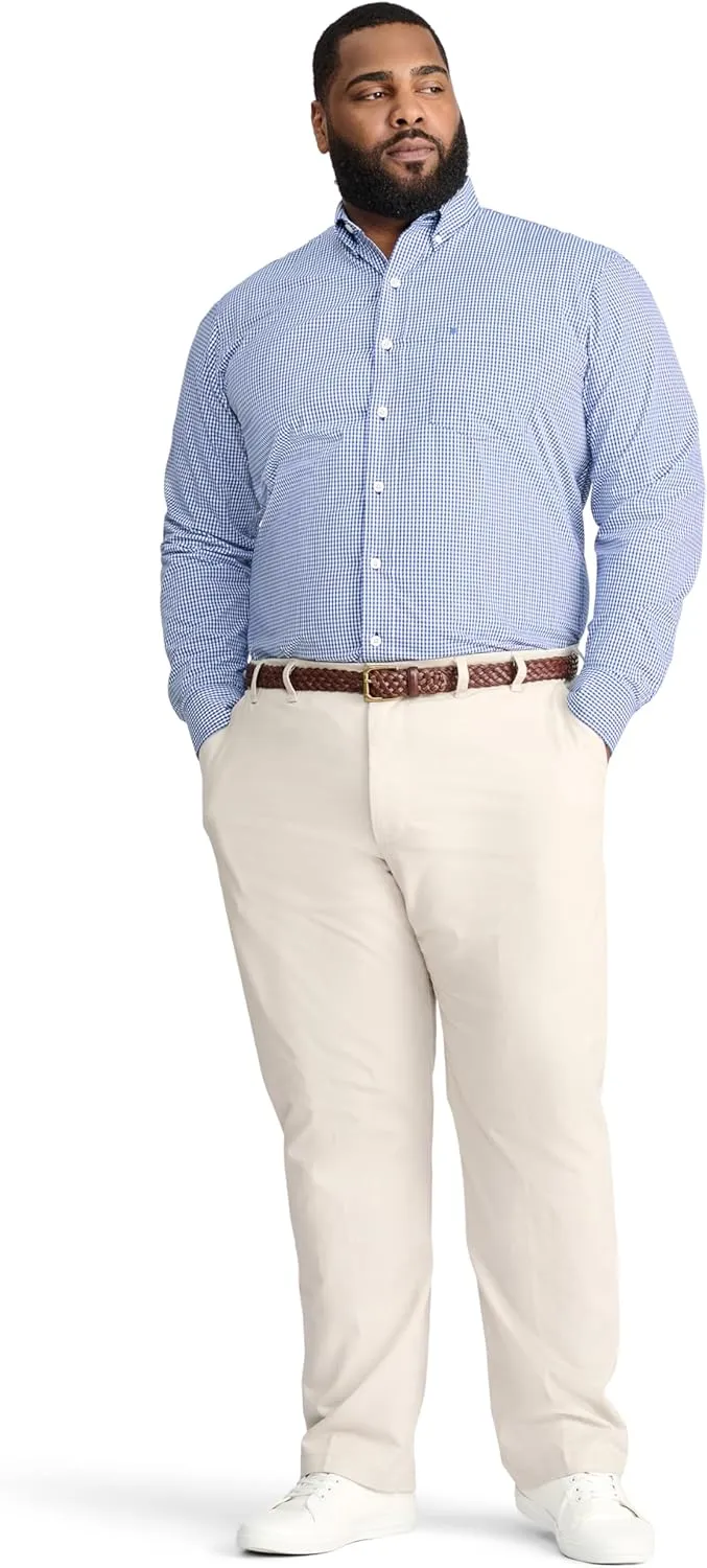 IZOD Men's Big and Tall Performance Comfort Long Sleeve Gingham Button Down Shirt