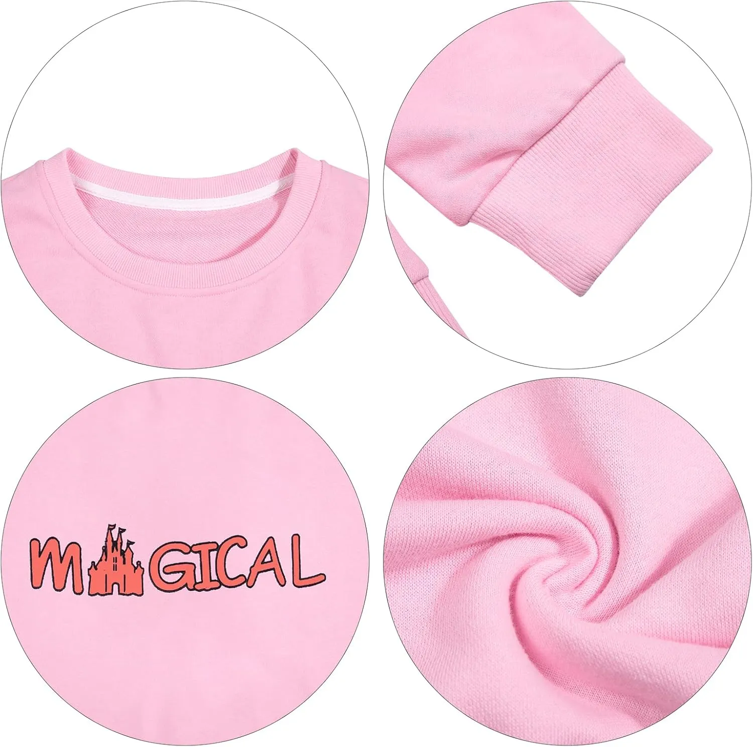 KNEYATTA Women Magic Sweatshirts Castle Graphic Tee Teacher Letter Shirt Family Vacation Long Sleeve Pullover