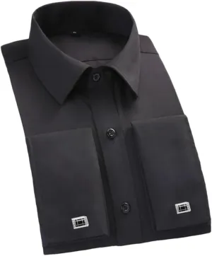 Men's French Cuff Dress Shirt Long Sleeve Formal Business Buttons Men Shirts Regular Fit Cufflinks Shirt