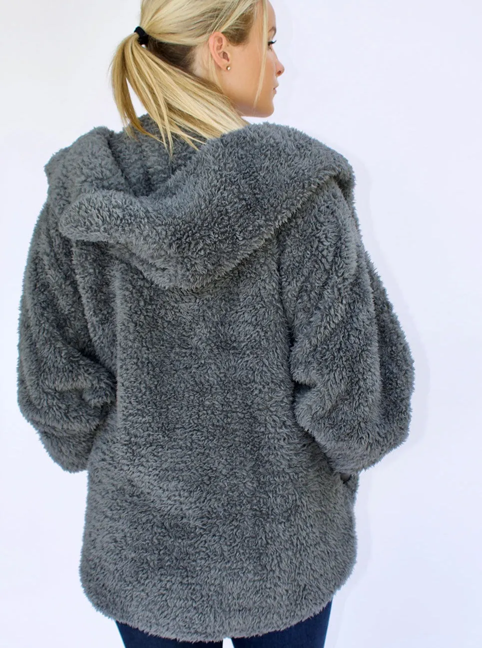 One-Size Fleece Hooded Jacket [Koala Grey]