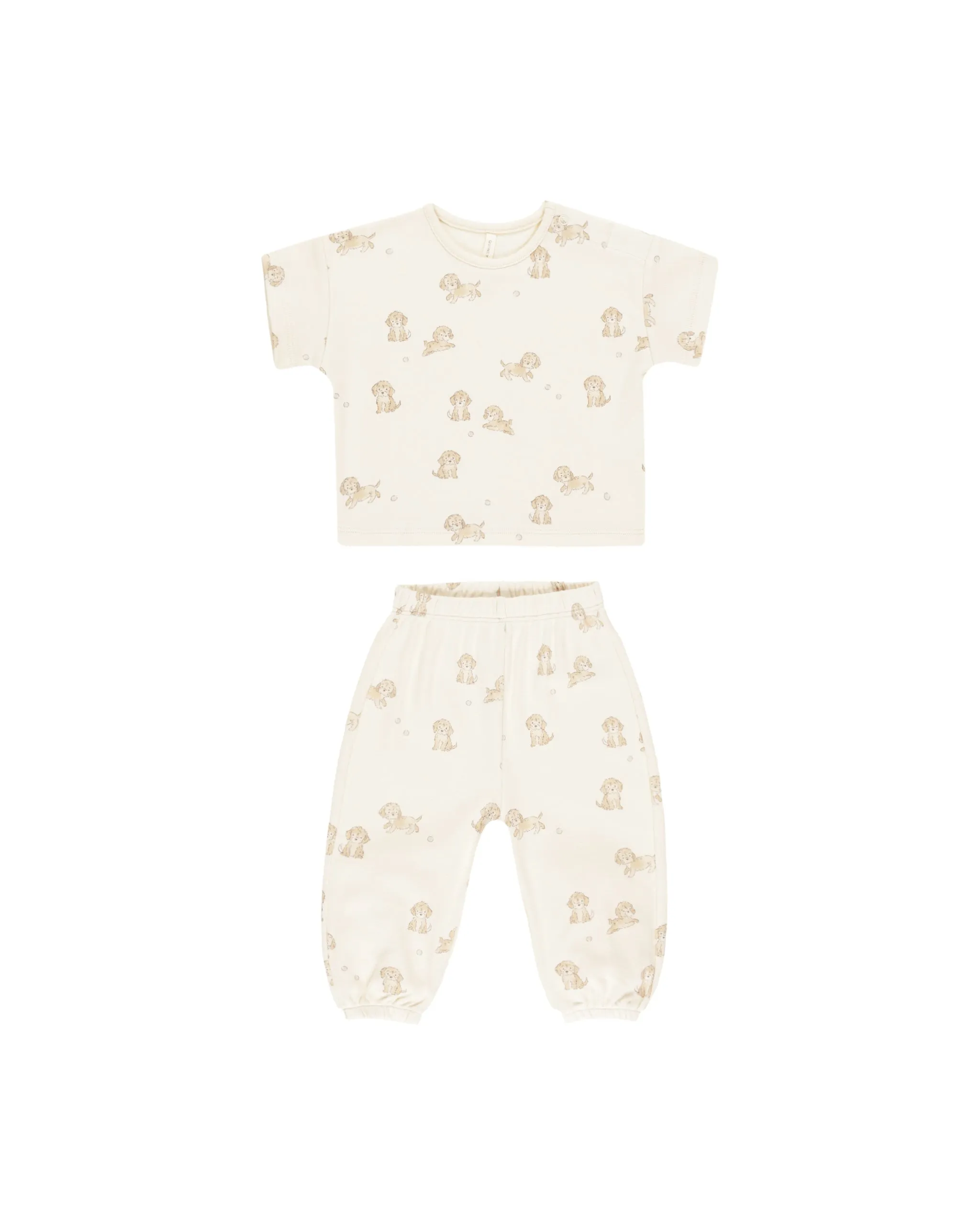 Puppies Tee   Pant Set in Natural