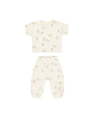 Puppies Tee   Pant Set in Natural