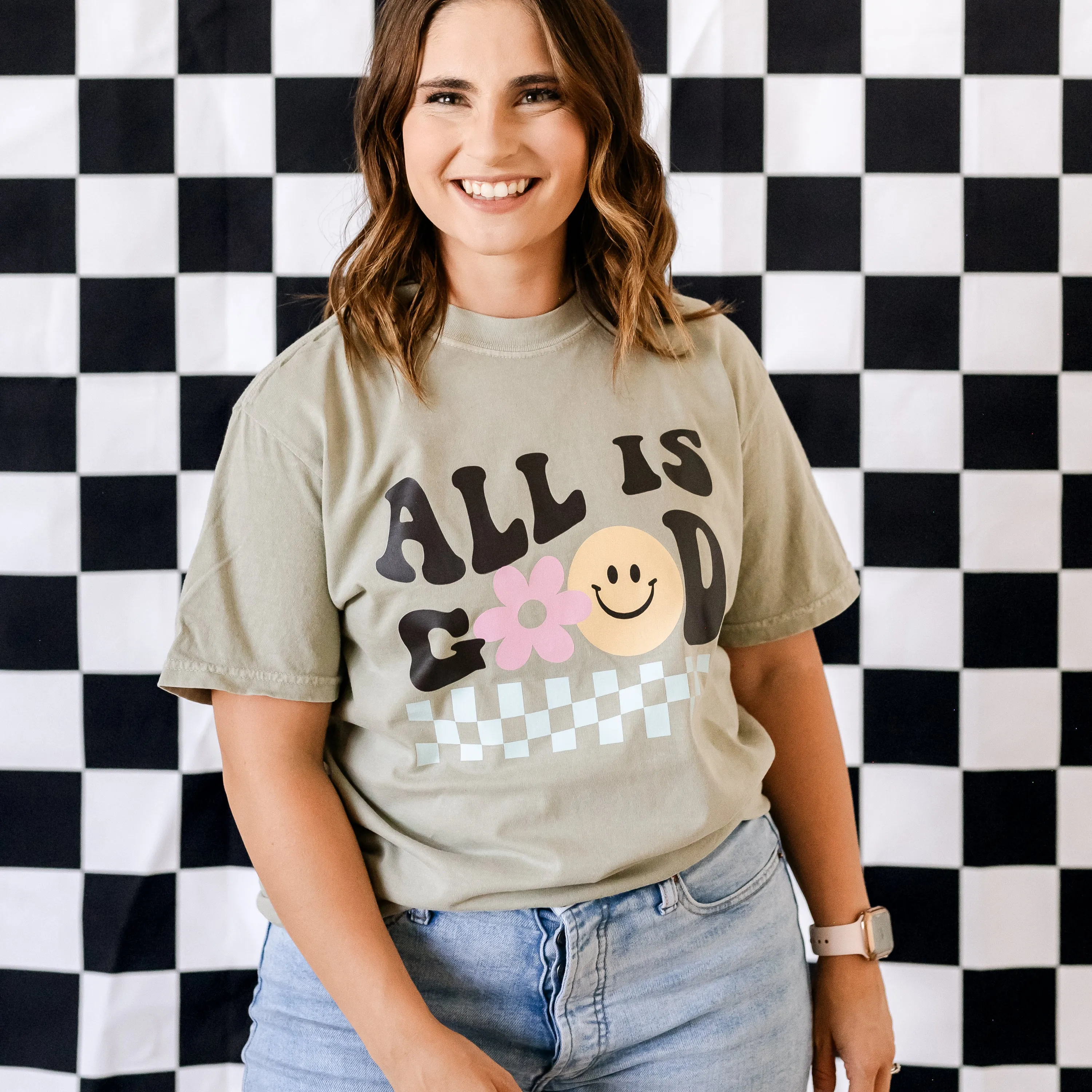 THE RETRO EDIT - All is Good on Front w/ In the Motherhood on Back - SHORT SLEEVE COMFORT COLORS TEE