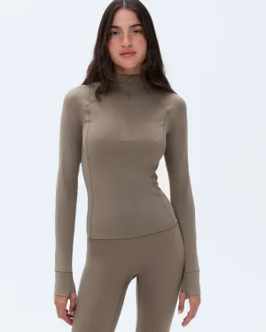 Ultimate Long Sleeve Quarter Zip Top - Cocoa Brown