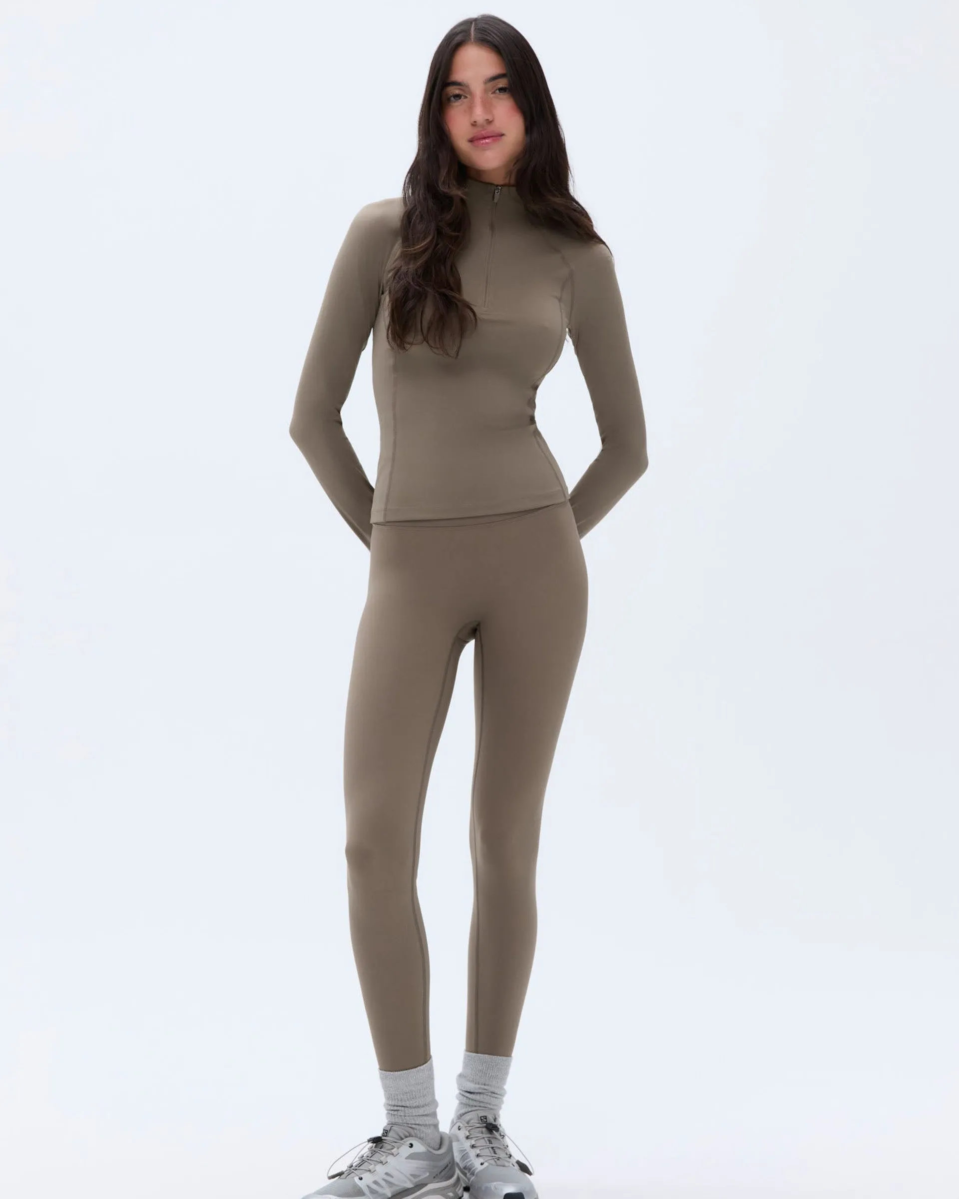 Ultimate Long Sleeve Quarter Zip Top - Cocoa Brown