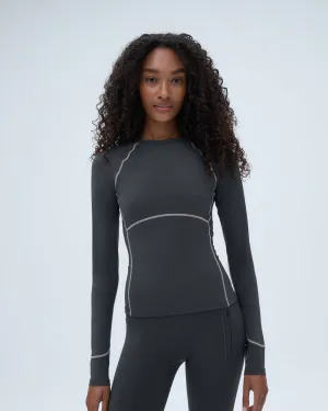 Ultimate Long Sleeve Seam Detail Top - Graphite Grey