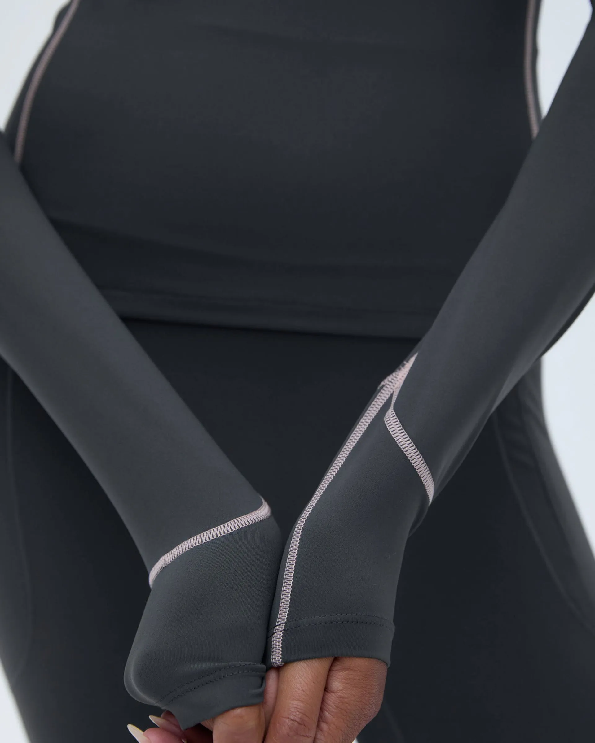 Ultimate Long Sleeve Seam Detail Top - Graphite Grey