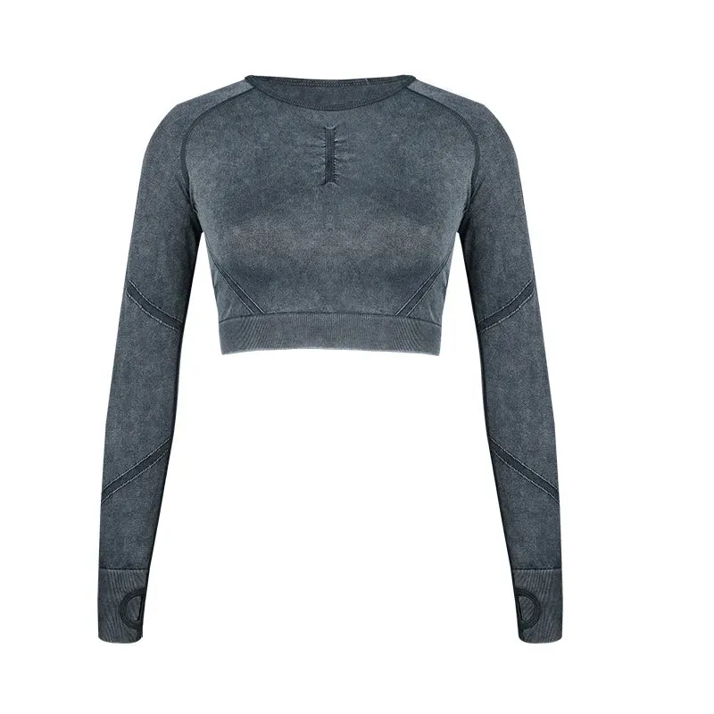 Women Wash Sports Top Slim Long Sleeve Yoga Shirts Activewear