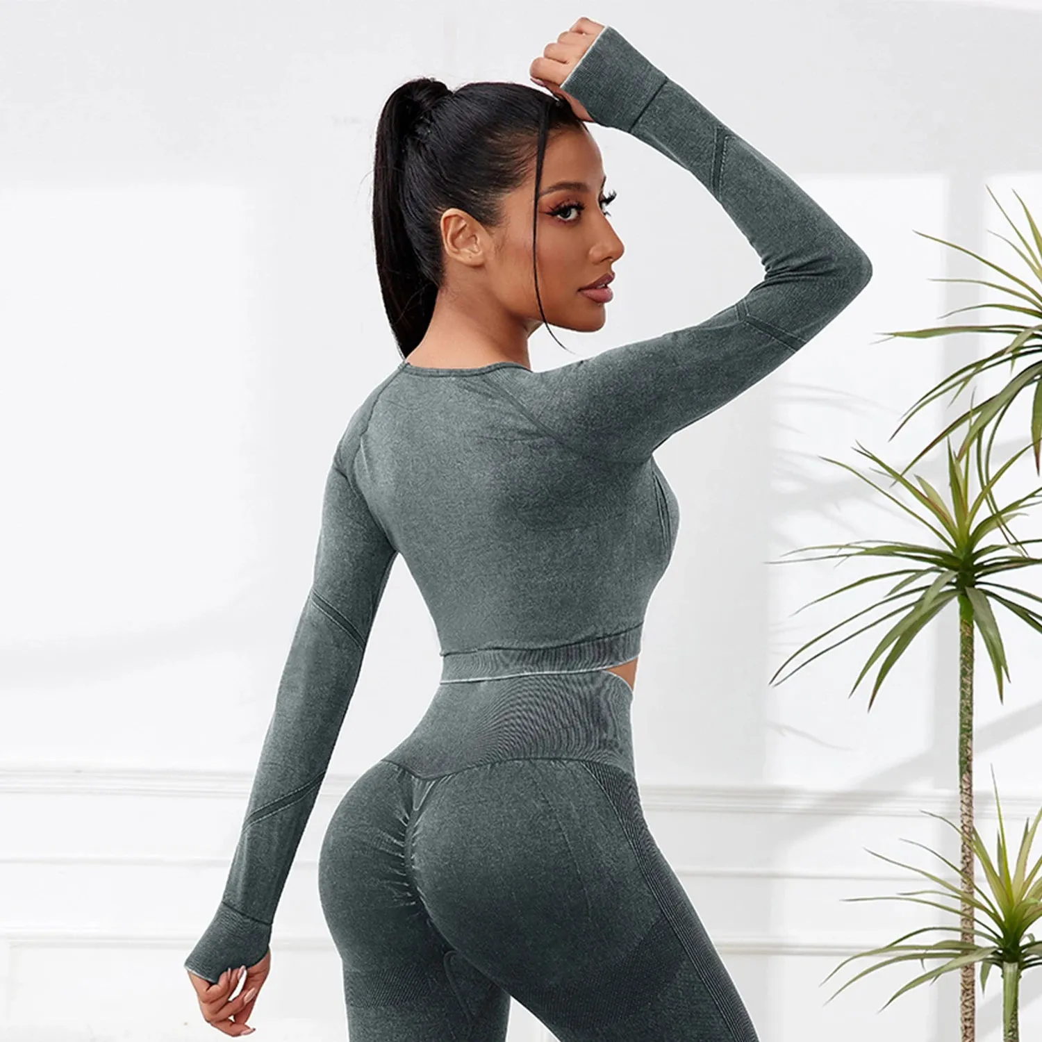 Women Wash Sports Top Slim Long Sleeve Yoga Shirts Activewear