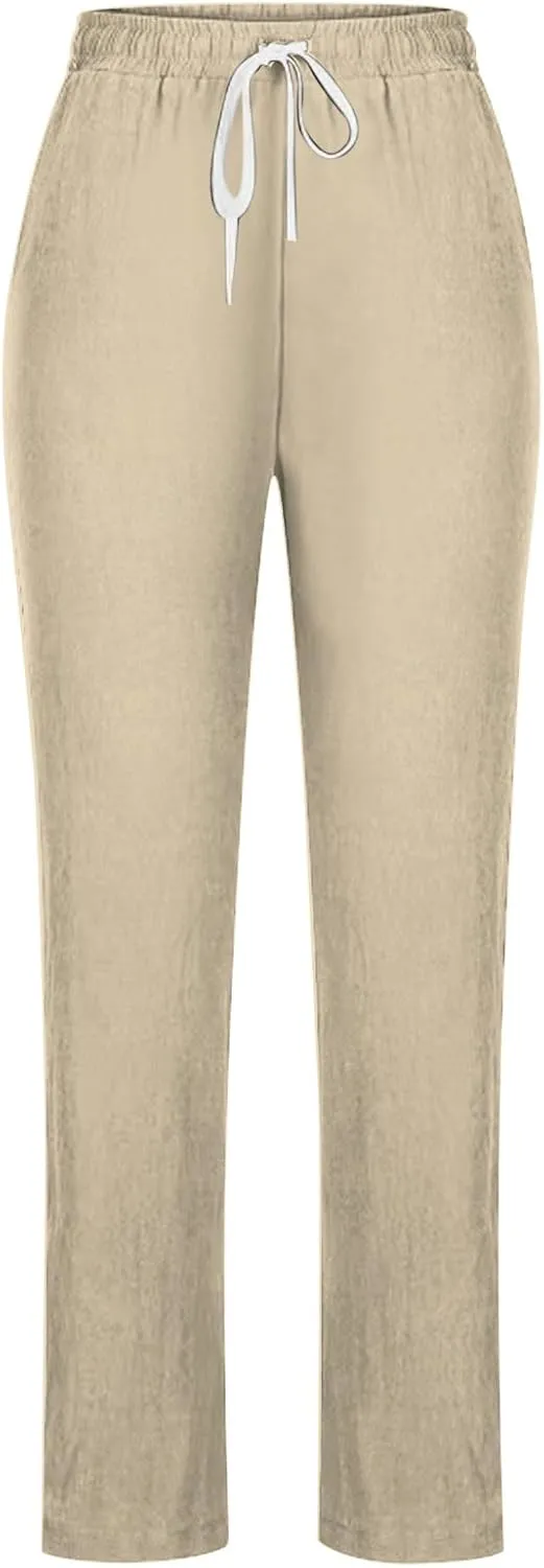 Women's Casual Loose Wide Leg Cozy Pants Winter Active Vacation Thermal with Pockets Straight Leg Fleece