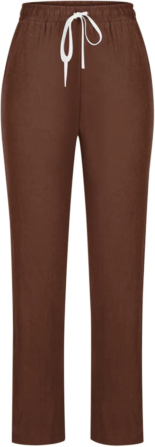 Women's Casual Loose Wide Leg Cozy Pants Winter Active Vacation Thermal with Pockets Straight Leg Fleece